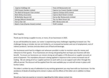 Ivy owner apologises for demanding discounts from suppliers